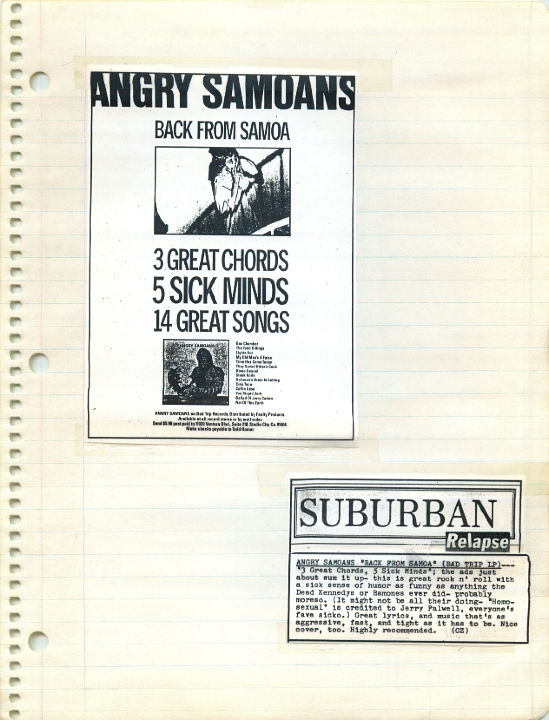 ANGRY SAMOANS Metal Mike Scrapbook 1982 – P.J. Galligan on Lead Guitar Page 15